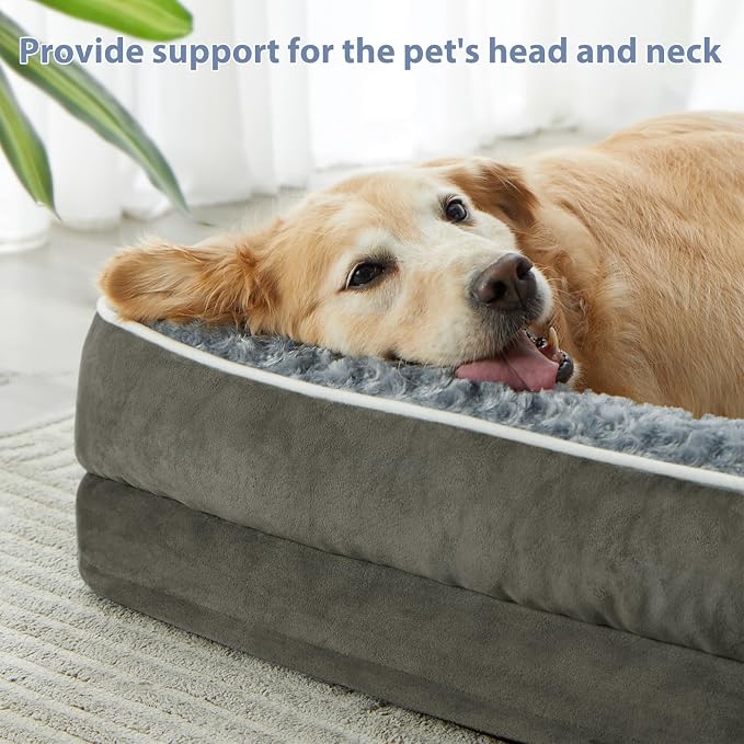 BFPETHOME Washable Orthopedic Dog Bed for Medium Dogs, Waterproof Sofa Bed | 30x20 Inch Deluxe Plush Rose Velvet Washable Cover, Egg Crate Foam Support, Waterproof Lining, Non-Slip Bottom, Senior Dogs
