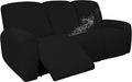 Easy-Going 100% Dual Waterproof Recliner Sofa Cover, 8-Pieces Stretch Relining Couch Cover with Pocket, Jacquard 3 Seat Sofa Slipcover Leakproof Washable (Sofa, Black)