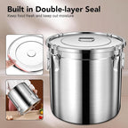 Newget 15lb Airtight Stainless Steel Dog Food Storage Container with Scoop | Large Metal Pet Food Containers Set with Sealed Lid, Metal Lock for Easy Open and Close, Keeps Fresh for Cat / Dog Food