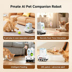 PMATE Self-Moving Pets Camera AI-Powered Rover with Auto Tracking & Patrol, 2K Live View, Night Vision, 2-Way Talk, and Auto-Recharge,(Blue)