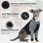 Lelepet Dog Recovery Suit for Front Legs, Dog Sleeve to Stop Licking Black | Elbow Protector for Leg Injuries Shoulder Wounds After Surgery Male Female,Zippered Long-Sleeved Shirt Cone Alternative S-3XL