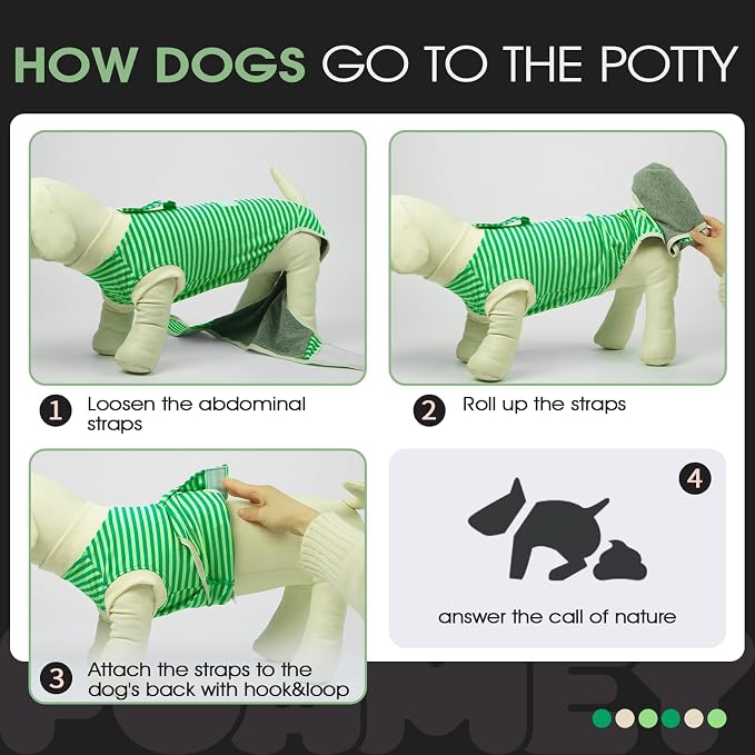 FUAMEY Dog Recovery Suit Male,Dogs Surgery Neuter Suits Puppy Spay Shirts for Female Protect Dog's Skin Anti Licking Abdominal Wounds Doggie Onesie Pet Bodysuit Alternative to Cone Green Stripes S
