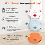 Cat Toys, Rechargeable Interactive Cat Toy, Orange | Smart Sensor Pop-Up Feather Toy with 7 Holes, USB Powered Automatic Kitten Toy for Indoor Cats