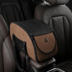 Center Console Dog Car Seat for Small Dogs, Portable Pet Booster Seat with Breathable Mesh Window, Non-Slip Armrest Dog Carrier for Cats & Puppies, Travel Car Seat, Brown