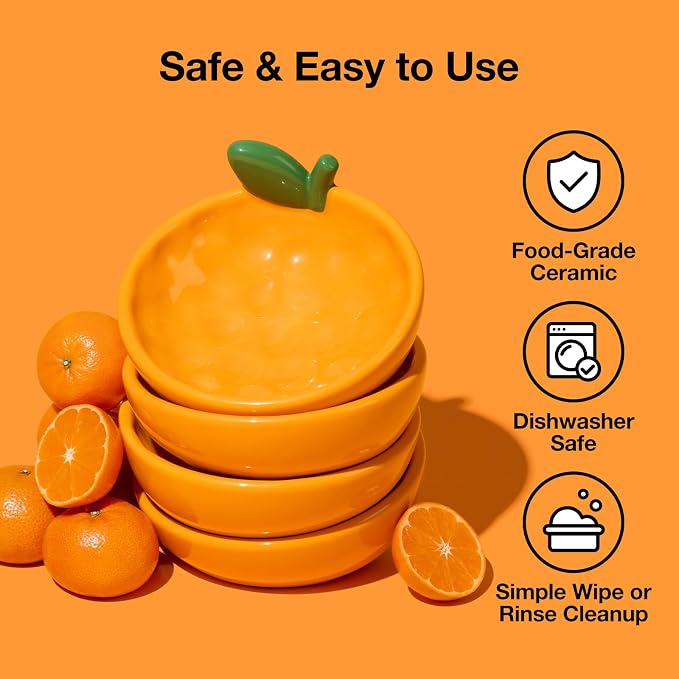 VETRESKA Ceramic Pet Bowl, Tilted Design Pet Feeder for Food and Water | Anti Vomit Cat Bowls for Indoor Cats Cute Tangerine Cat Bowl Dishwasher Safe