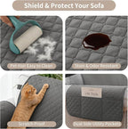 100% Waterproof Couch Cover for Dogs with Non-Slip & Side Pockets 68", Furniture Protector Sofa Covers, Washable Cushion Covers for Pets Kids Cat-3 Cushion Couch Darkgrey