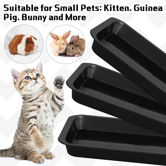 Tessco for you 3 Pcs Kitten Litter Box Shallow Low Entry Open Cat Litter Box Waterproof Plastic Small Rabbit Pan Tray Travel Toilet for Senior Cat Kitten Training(Black,15.1 x 12 x 1.4 Inch)