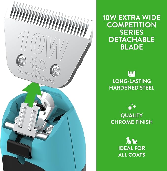 Wahl Professional Animal Competition Blade, 2377-100, 10 W | Extra Wide, Detachable Blade with 1/16 in Cut Length