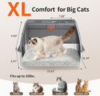XL Enclosed Stainless Steel Litter Box with Lid, Dark Gray | covered, High Sided, Rustproof & Leak Proof, Easy Clean, Odor Control, Includes Scoop & Step