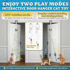 Interactive cat toy, Electric cat teaser, Door clip, 2 Motion modes,Gray | 360° Rotation • Random Jumping • Type-C Rechargeable • Door Clip Design • For Indoor Cats