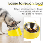 SuperDesign Mess Free 15° Slanted Bowl for Dogs and Cats, Tilted Angle Bulldog Bowl Dog Feeder, Non-Skid & Non-Spill, Easier to Reach Food L/2 Cup Bright Yellow