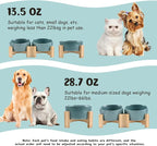 SPUNKYJUNKY 15° Slanted Ceramic Dog and Cat Bowl with Wooden Stand, Tilted Bulldog Food and Water Bowl No Slip Non-Spill for Cats Medium Dogs Big Face Pets 28.7 OZ (3.6 Cups, Light Green × 2)