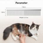 Stainless Steel Dog & Cat Comb with Coarse/Fine Teeth, Professional Pet Grooming Tool, Dematting Undercoat Comb for Long Hair, Double Coats Dogs Cats Removing Tangles and Knots, Silver