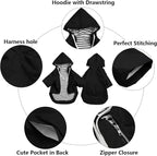 Dog Raincoat rain Jacket Raincoat Dogs Waterproof Small Medium Breeds Zip Closure Storage Pocket Harness Hole Black L