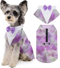 Kuoser Dog Tuxedo, Dog Suit and Bandana Set, Dogs Costume with D-Ring | Formal Dog Outfit with Detachable Bowtie Collar for Wedding, Birthday, Party, Christmas, Halloween, Purple M