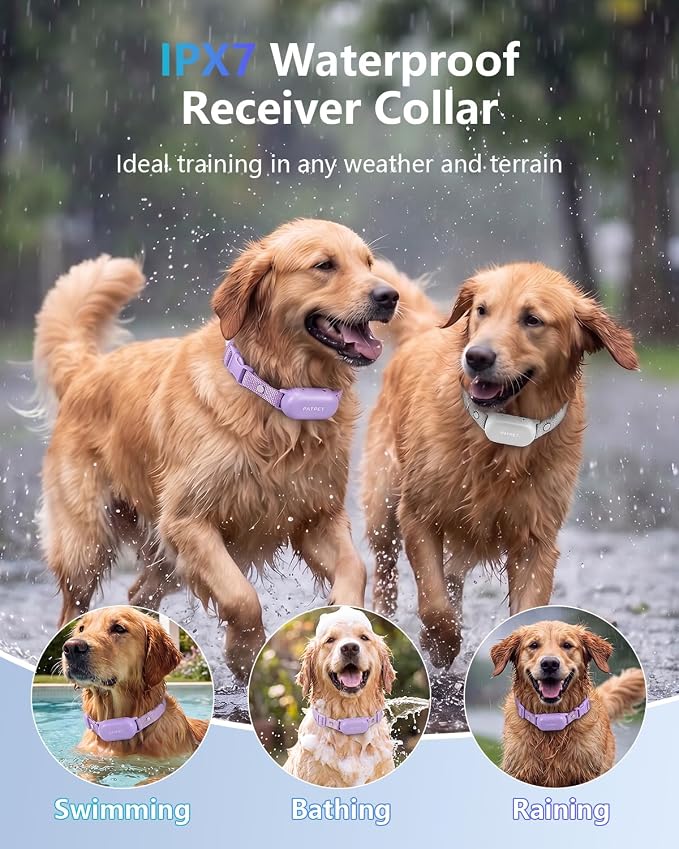 PATPET Shock Collar for 2 Dogs, 4000ft IPX7 Waterproof for 10-120lbs Dogs | Rechargeable 3 Training Modes (Beep/Vibration/Shock) Dog Training Collar with Remote Control for Small Medium Large Dogs