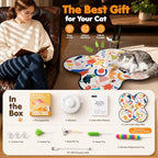 Pet's Var 3-in-1 Interactive Cat Toy for Indoor Cats, Motion Activated Automatic Cat Toy with Moving Feather, Fluttering Butterfly, Mouse Sound, Rechargeable with Bonus Teaser