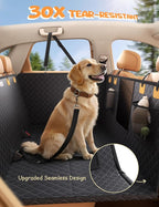 Lamicall Dog Car Seat Cover for Back Seat with Hard Bottom for Truck XL | Upgraded Anti-Ripped Back Seat Extender for Dogs, Waterproof Dog Hammock for Car with Mesh Window, Pet Backseat Protector