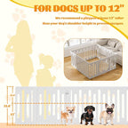 23.6" Dog Playpen for Puppies and Small Dogs, 15 Panel Indoor Pet Fence with Door&Feeding Bowl, Remove Puppy Exercise Pen, Non-Slip Dog Enclosure for Home, Apartment, Rabbit and Small Pets, White