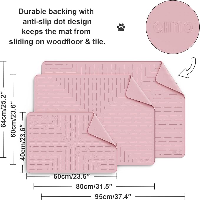 Large Cat Litter Mat, 31.5x23.6 Silicone Trapping Mat Pink | for Kitty Litter Box, Easy Clean, BPA Free Rubber, Center Litter Collection, Easy Pour-Back, Waterproof, Odor-Resistant