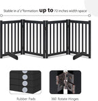 LZRS Wooden Free Standing Dog Gate 80" W x 30" H, Foldable Solid Hardwood Pet Safety Fence for House Doorways, Stairs, Hallways, Step-Over Pet Barrier, No Drill Easy Setup, Black