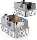 Jotesnew 2 Pack 28" Extra Large XXXL Stainless Steel Cat Litter Boxes with Lid Metal Cat Litterbox Pan for Big Cats and Multiple Cats, Anti-Leakage, Easy Cleaning, Include Scoop