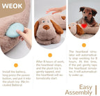 WEOK Puppy Heartbeat Toy, Dog Heartbeat Toy for Separation Anxiety Relief, Puppy Toy with Heartbeat Stuffed Animal Anxiety Calming Behavioral Aid Plush Toy for Dogs Cats Pets (Brown +)