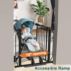 Fairy Baby 62.5"-71.6" Extra Wide Baby Gate Pressure Mount, Long Large Dog Gate Indoor Doorways Stairs, No Drill Safety Child Gate for Kids with Double Lock, Walk Thru Pet Gate for Puppy Doggy, Black