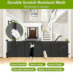 Reinforced 42" Tall Pet Gate 195" Extra Long Baby Gate Indoor/Outdoor/Black | Tall Retractable Dog Gate for Gagage/Deck/Patio, Space-Saving, Easy to Use, Safety Lock, Scratch-Resistant Mesh, Easy Install