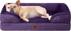 EHEYCIGA Orthopedic Dog Bed for Medium Dogs, Waterproof Memory Foam Medium Dog Beds with Sides, Non-Slip Bottom and Egg-Crate Foam Pet Couch Bed with Washable Removable Cover, Purple