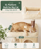 68 Inches Heavy Duty Cat Tree for Indoor Cat, Big Cat Tower | Cat Houses & Tree Tower with 2 Condos, Sisal Scratching Posts & Large Platform for Indoor Cats Large Adult, Beige