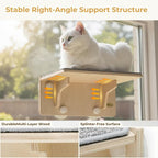 Pecute 2-in-1 Cat Window Perch & Wall Shelves, Cat Hammock Window 16"x10" | Solid Wood Frame, Strong Suction Cups, Washable Cover Mat, Window Bed for Kitten, Indoor Cats, Window Seat for Birds Watching
