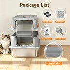 Enclosed Stainless Steel Litter Box, XL Covered MetalPan Includes Mat Scoop | Easy Cleaning Anti-Urine Leakage Non-Sticky Front Entry Top Exit