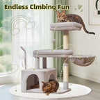 Taoqimiao 32.2in Cat Tree with Toy, Small Cat Tower for Indoor Cats, MS043W | Easy assembly, Sturdy, Multi Level, Easy Clean, Cozy Condo, Perches, Baskets, Suitable for Kittens and Adult Cats