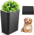 Jingmore Dog Poop Trash Can Outside 2.64 Gal/10 L Plant Styled Dog Waste Trash Can with Lid 50 Waste Bags Outdoor Indoor Poop Container Slim Garbage Bin for Yard Garden Pet (Black)