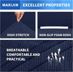 MAXIJIN Stretch Oversized Couch Covers for 3 Cushion Couch (91"-110"), 1-Piece Large Sofa Cover Slipcover Furniture Protector for Kids,Dogs (Extra Large, Diamond Pattern Navy Blue)