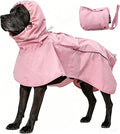 MAMORE Dog Raincoat, Waterproof Rain Jacket for Small Medium Large Dogs, Windproof Reflective Adjustable Breathable Pet Rain Coat with Storage Pocket and Leash Holes (Pink, 2X-Large)