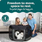 FurHaven Soft-Sided Dog & Cat Playpen, Portable Foldable Indoor & Outdoor Pet Playpen with Mesh Windows & Zippered Door, Gray, Large