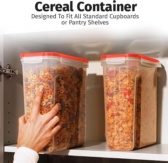 Shazo 2 Pack (6.3L / 213OZ) EXTRA Large Airtight Food Storage Cereal Containers for Bulk Food Storage BPA-Free Plastic Container, Pantry Organization and Canister for Rice, Pasta, Sugar & Flour