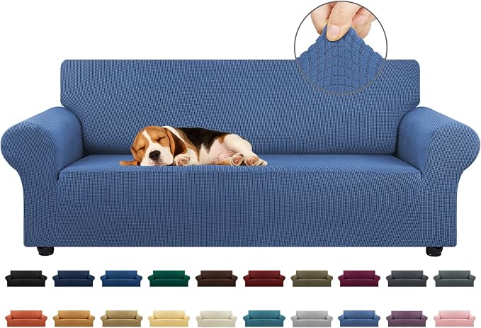 Stretch Couch Covers for Sofa, 3 Cushion Couch Slipcover,Riverside | 1-Piece Washable Sofa Cover Pet Friendly(78"-94") Furniture Protector Soft Jacquard, Elastic Bottom for Dogs & Kids