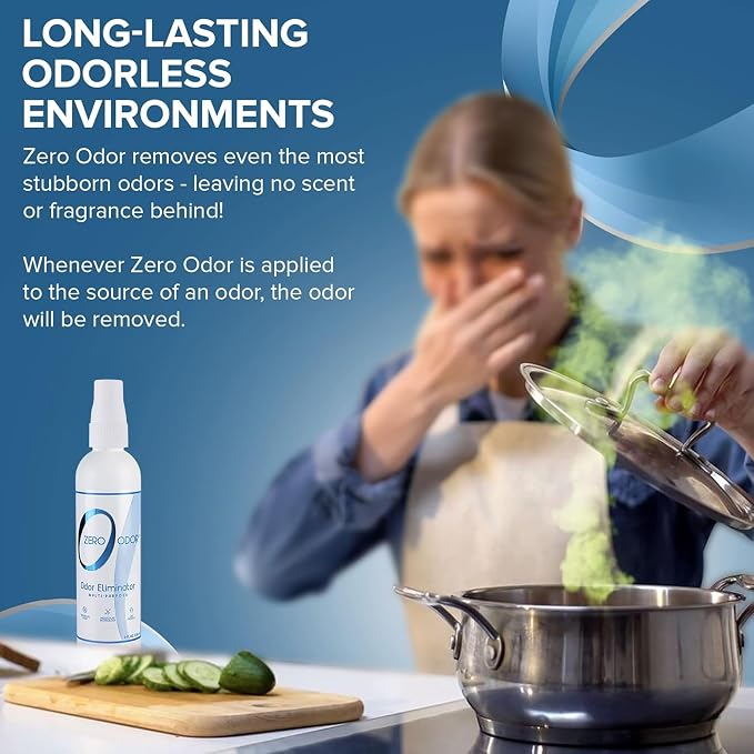 Zero Odor Multi-Purpose Odor Eliminator, Car & Room Air Freshener, 8 oz | Unscented Travel Size Spray for Bathroom, Closet, Kitchen & Small Spaces, Over 1,000 sprays