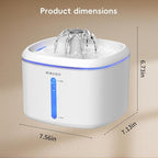 2.5L/84oz Cat Water Fountain, Ultra Quiet Pump & LED Blue Light | Pet Water Fountain with Ultra Quiet Low-Water Auto Shutoff Pump& LED Blue Light - for Pets Small Animals & 8 Filters