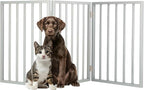 Pet Gate - 3-Panel Indoor Foldable Dog Fence for Stairs, Hallways, or Doorways - 54x24-Inch Retractable Wood Freestanding Dog Gates by PETMAKER (Gray)