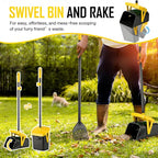FUSBUNTY Pooper Scooper Swivel Bin & Rake with 100 Waste Bags, Dog Pooper Scooper with Bag Attachment for Large Medium Small Dogs, Poop Scooper with Lid for Lawn Yard Dog Kennel - Yellow
