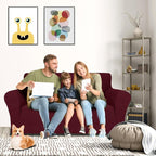 MAXIJIN Loveseat Cover Sofa Covers (55"-69"), 1-Piece Stretch Couch Covers for 2 Cushion Couch Love Seat Slipcover with Elastic Bottom for Kids,Dog (Loveseat, Diamond Pattern Wine Red)
