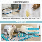 BEAUTYZOO Cat Litter Mat Litter Trapping Mat, 32"x 45" Large Litter Box Mat, Waterproof Kitty Litter Mat, Non-Slip Litter Rug Mats Pads for Floor Scatter Control, Soft on Paws & Easy to Clean, Blue