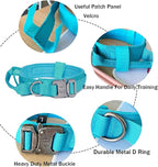 Tactical Dog Collar and Leash Set Adjustable Military Nylon Dog Collar with Control Handle and Heavy Duty Metal Buckle for Large Dogs（Blue M | 1000D Heavy-Duty Nylon Fabric,Quick-Release Metal Buckle,Adjustable Fit,Soft-Padded Webbing,D-Ring,for Traini...