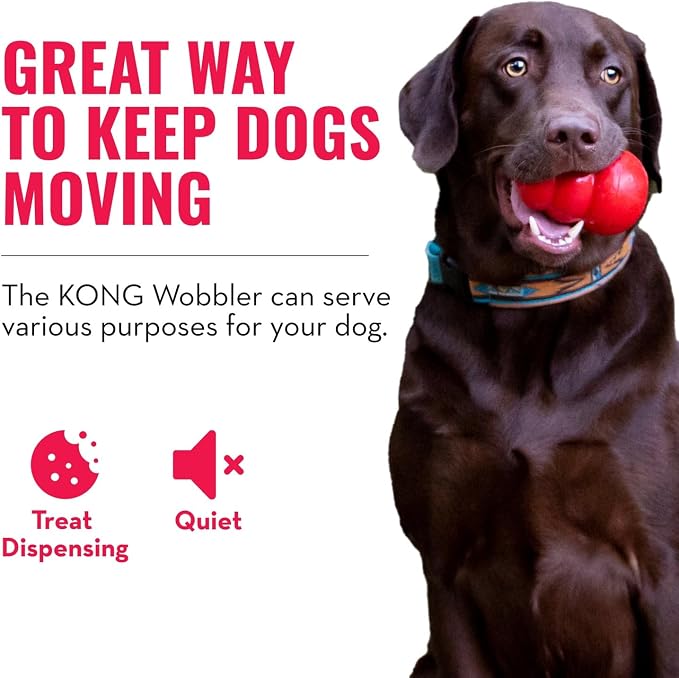 KONG Wobbler - Interactive Dog Toy for Treat Dispensing - Dog Slow Feeder for Healthy Eating - for Medium/Small Dogs