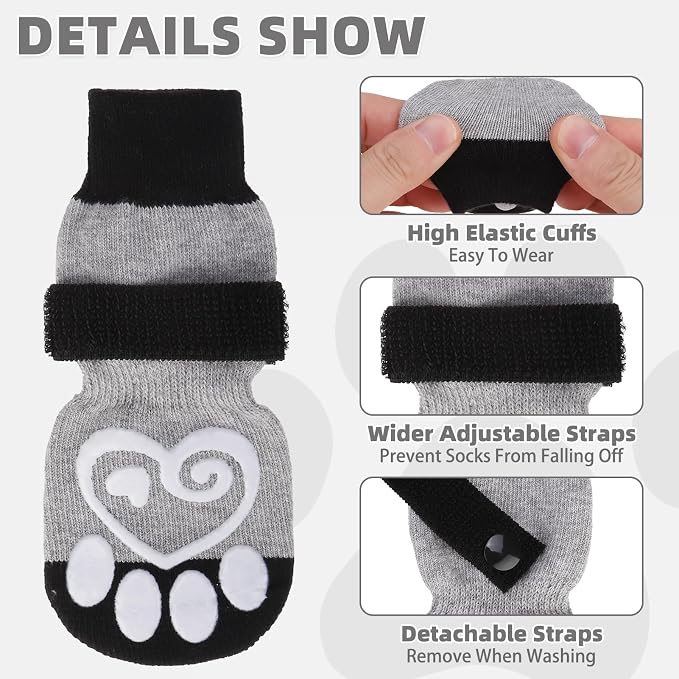 KOOLTAIL Dog Socks for Hot/Cold Pavement to Prevent Licking Paws,Dog Boots&Paw Protector for Hardwood Floors Anti Slip,Traction Control Booties for Small Medium Large Senior Dogs