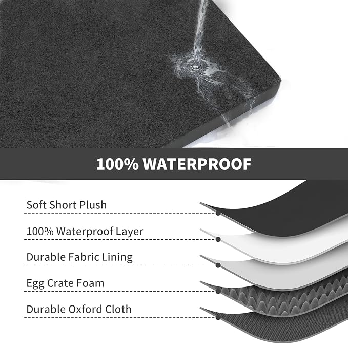 Outdoor Waterproof Orthopedic Dog Bed for Medium Size Dogs | Egg Crate Foam for Joint Support, Fits 36x23 Crates, TPU Waterproof Layer, Machine Washable 1680D Oxford Cover, Up to 50 lbs